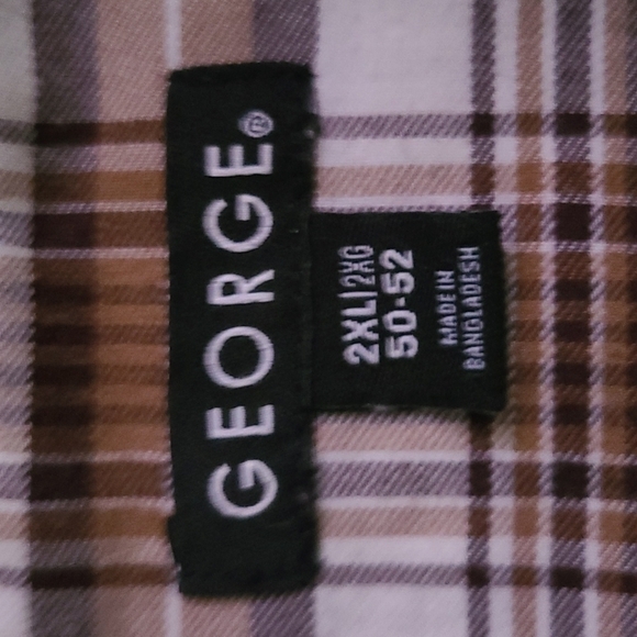 3/$20 George Brown Plaid Button-Up Dress Shirt - Picture 5 of 7